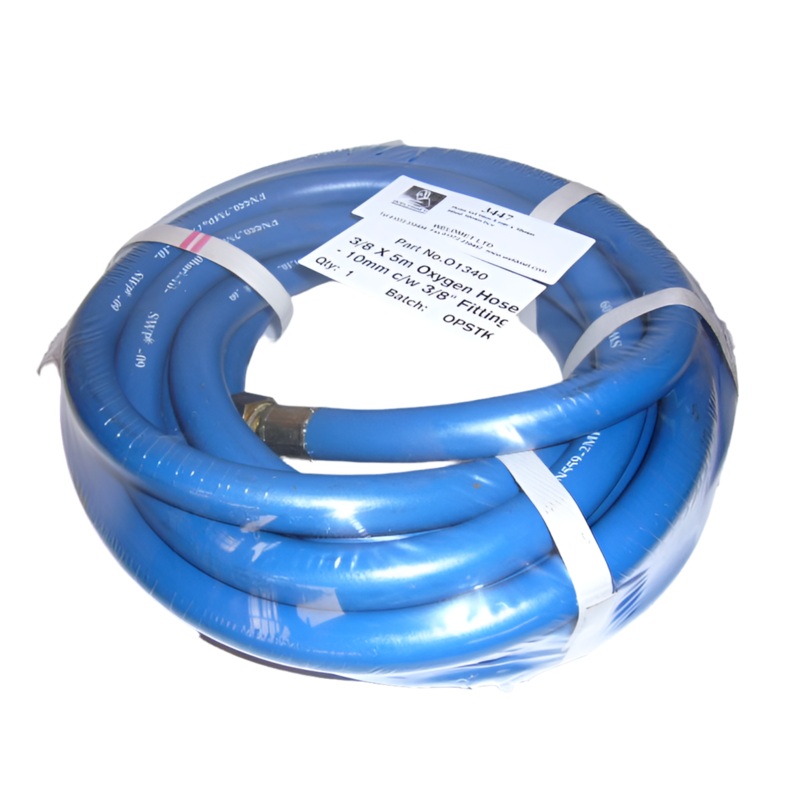 Hose Set Blue Oxygen 5m x 10mm Dia Fitted 10mm Hcv [3447]