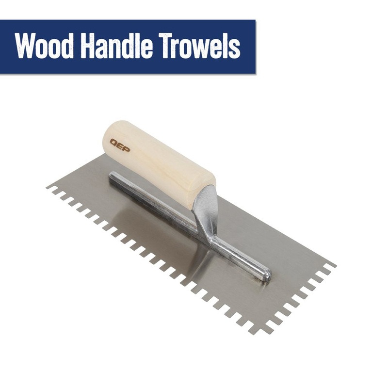 "1/4 in. x 3/8 in. x 1/4 in. Traditional Carbon Steel Square-Notch Flooring Trowel with Wood Handle"