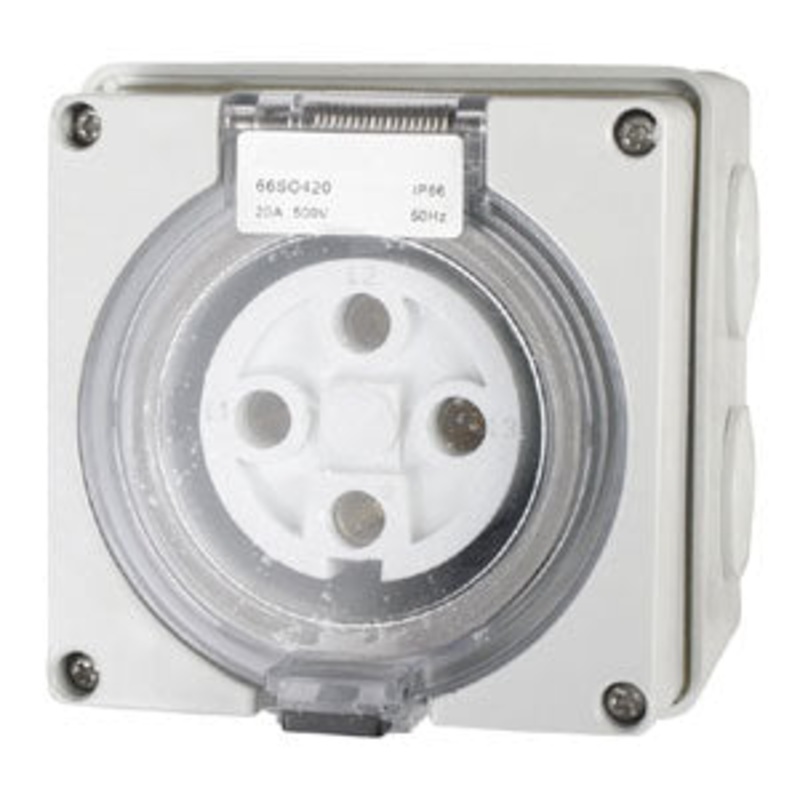 20A 4 Round Pin 440V Socket Outlet Ip66