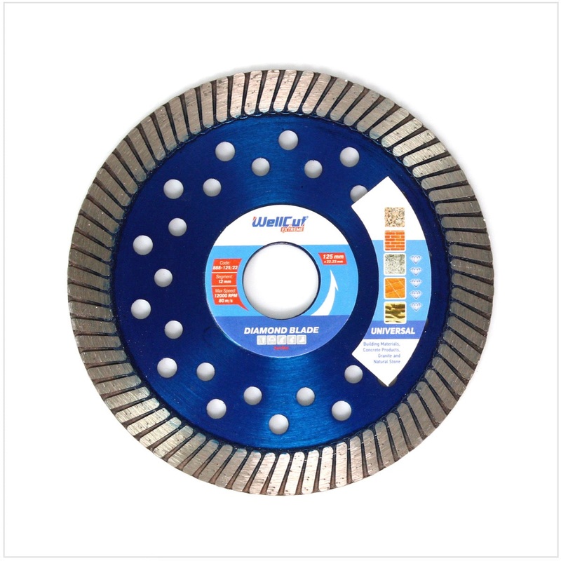 WellCut Diamond Blade Disco de corte de diamante 125 x 22,2 mm Universal turbo (888 - 125 / 22)
