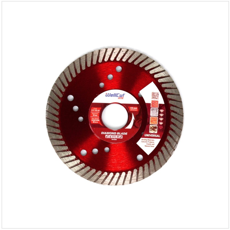 WellCut Diamond Blade Disco de corte diamante 115x22,2x10mm Universal turbo (777 - 115 / 22)