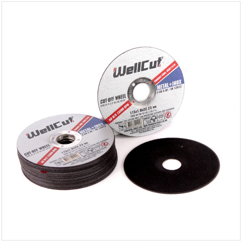 WellCut WCM 11510 - 25 discos de corte de 115 mm para metal, chapa de acero y acero inoxidable
