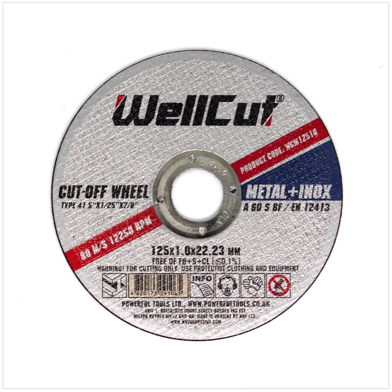 WellCut WCM 12510 - 25 discos de corte de 125 mm para metales, chapa de acero, acero inoxidable