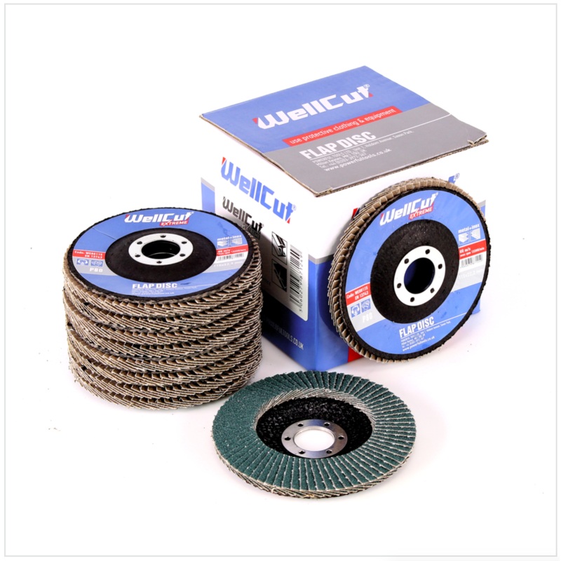 WellCut WE 80115 - 10 discos de lijado de 115 mm, grano 80, discos dentados, placas de fregona para lijar