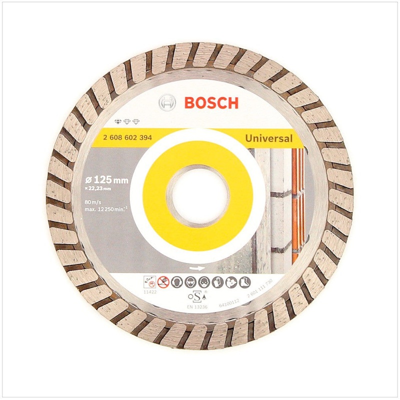 Disco de corte de diamante turbo universal estndar Bosch 125 mm 1 pieza (2608602394) soporte para hormign 22,23 mm