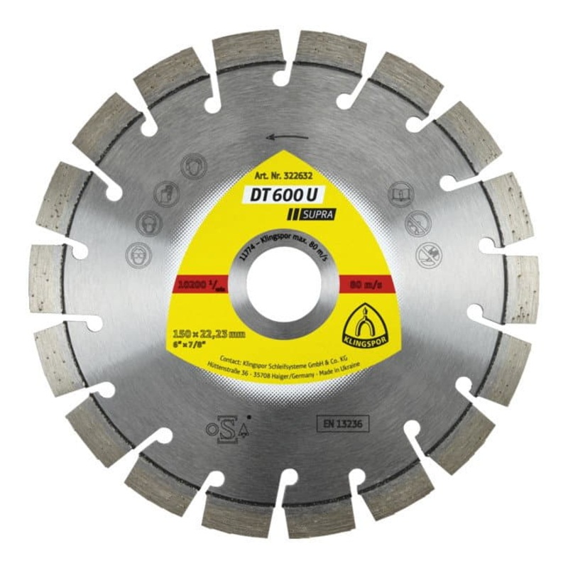 Disco de corte diamantado KLINGSPOR DT 600 U Supra  350 mm orificio 20 mm (4000843523)