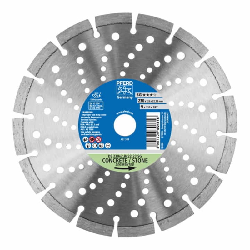 Disco de corte diamantado PFERD DS SG  230 mm dimetro 22,23 mm (8000429375)