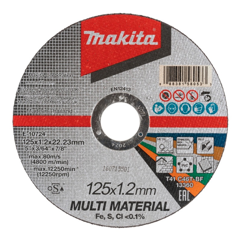 Disco de corte Makita K C46T-BF multimaterial 10 piezas (E-10724-10) 125 x 1,2 x 22,23 mm