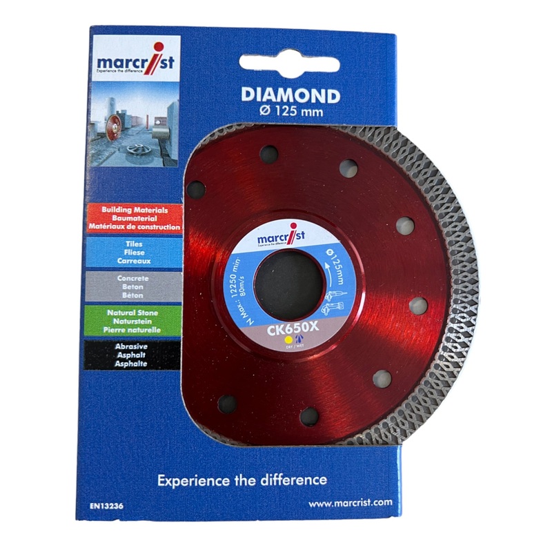 Disco para baldosas ultrarrpido Marcrist CK650X 125 x 22,23 mm (1856.0125.22) Norma CE: EN 13236
