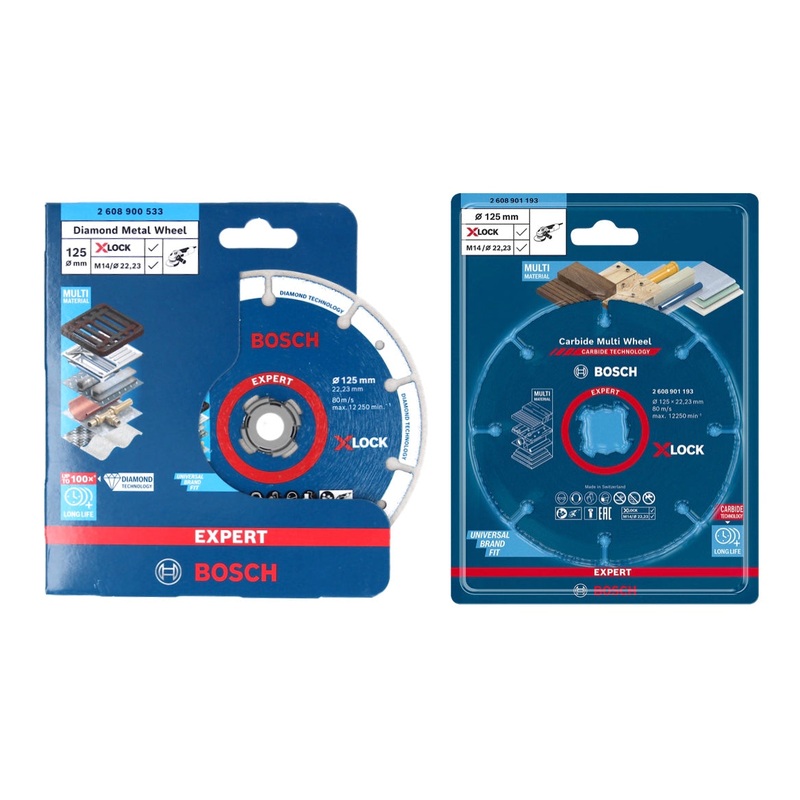 Juego de discos de corte Bosch X-LOCK metal diamantado + disco mltiple de carburo 125 x 22,23 mm (061599761M)