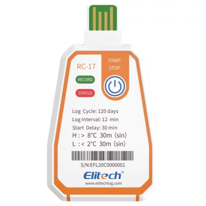 RC-17 Disposable Single-Use Temperature Recorder Data Logger
