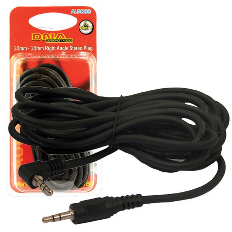 3.5mm To Right Angle 3.5mm Stereo Aux Lead 3.0m