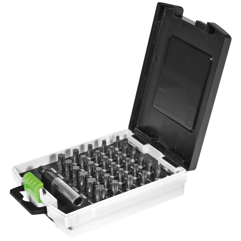 Festool TX 10-50/BH-SORT/31x Cassette de puntas (769137) para taladro atornillador de batera y taladro atornillador de percusin de batera Festool con soporte FastFix y portaherramientas WH-CE CENTROTEC