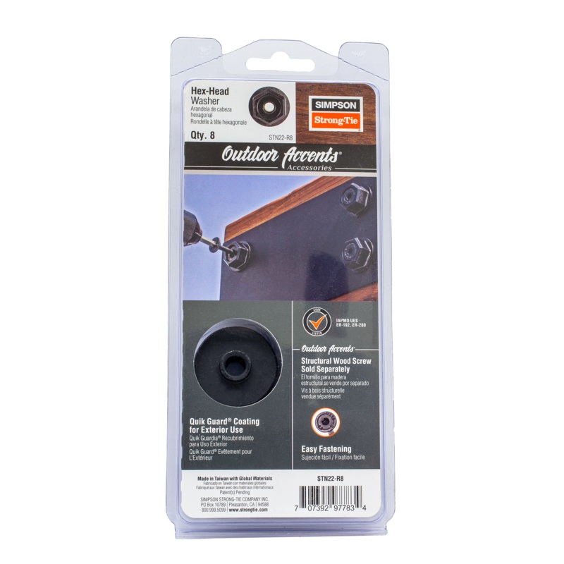 Simpson STN22-R8 Outdoor Accents Black Hex-Head Washer (8-Qty)