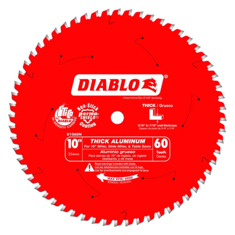 10" x 60-Teeth Saw Blade for Thick Aluminum