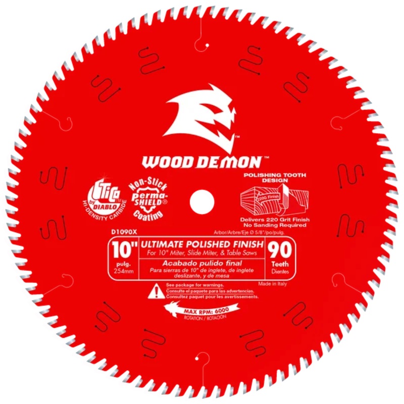 10" x 90-Teeth Ultimate Polished Finish Saw Blade for Wood