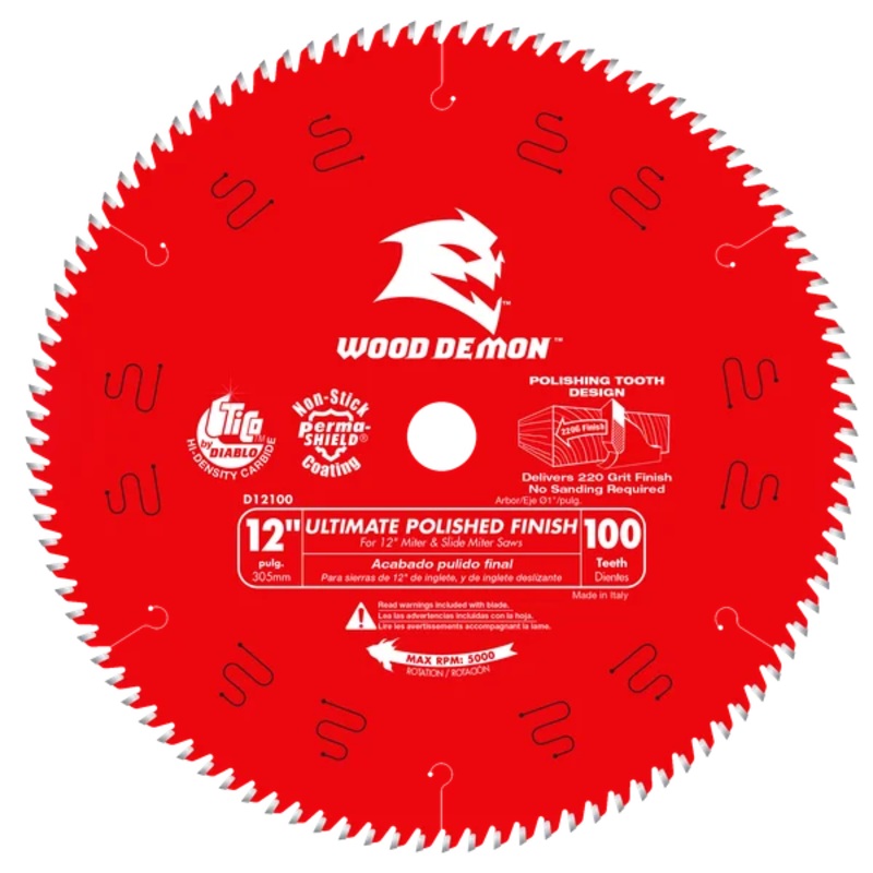 12" x 100-Teeth Ultimate Polished Finish Saw Blade for Wood