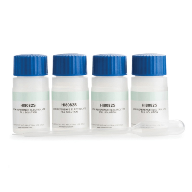 HI8082 3.5M KCl electrolyte fill solution for double-junction electrodes in a FDA Bottle (4 x 30mL)