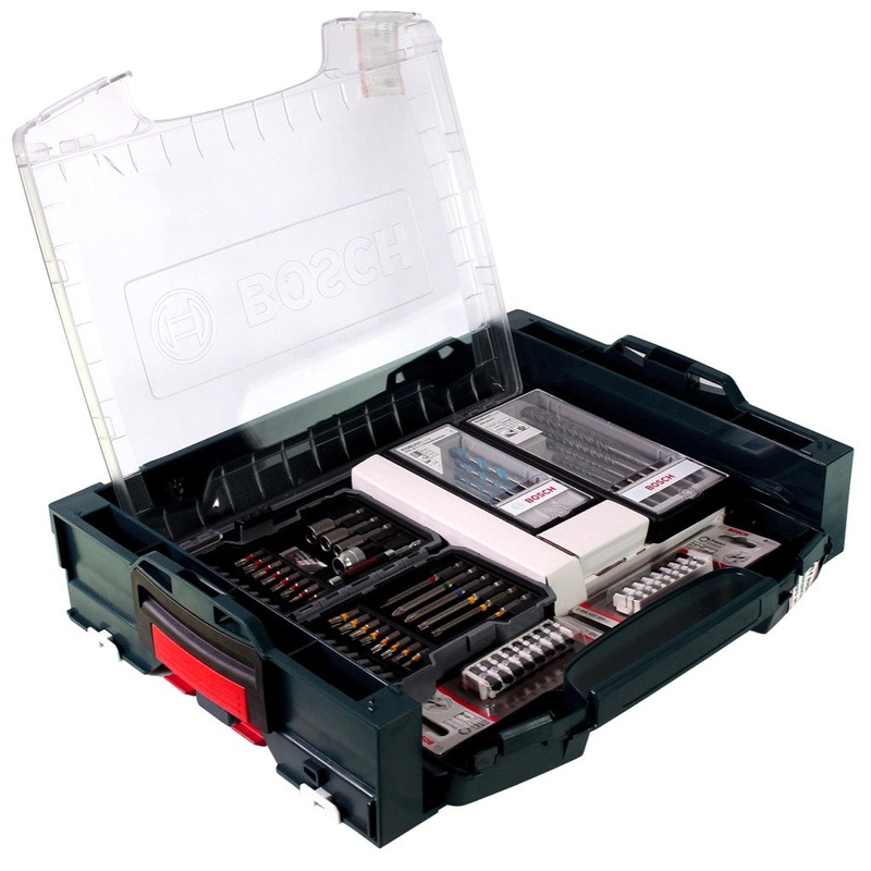 Bosch iRack + iBoxx con juego de accesorios de 68 piezas, broca y taladro