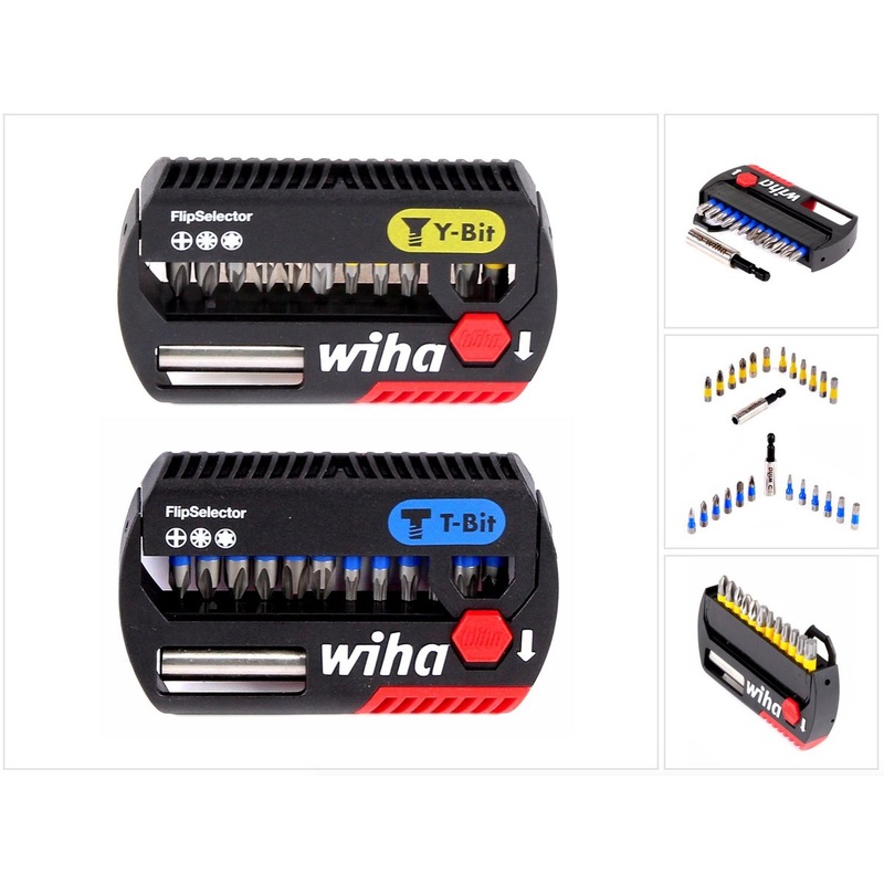 Wiha SB 7947Y-904 FlipSelector (41827) Punta en Y Phillips de 25 mm, Pozidriv, TORX de 13 piezas. 1/4" + Wiha SB 7947T-906 FlipSelector T-Bit 25 mm Phillips, Pozidriv, TORX 13 piezas 1/4" ( 41824 )