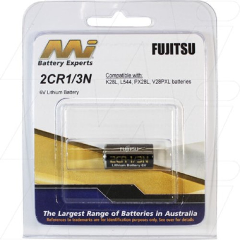 Photo Lithium Battery replaces K28L, L544, PX28L, V28PXL - 2CR1/3N-BP1