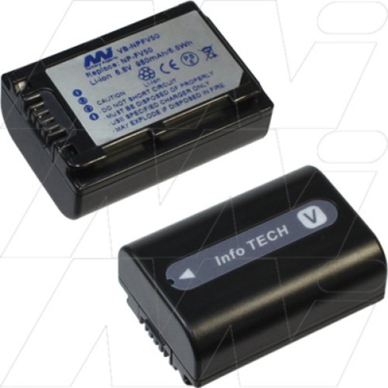 Video & Camcorder Battery replaces Sony NP-FV50 - VB-NPFV50-BP1