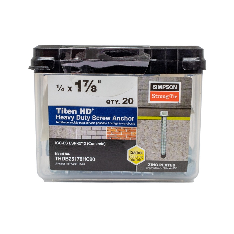Simpson THDB25178HC20 Titen HD 1/4 in. x 1-7/8 in. Heavy-Duty Screw Anchor (20-Qty)