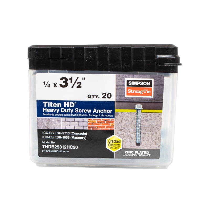 Simpson THDB25312H Titen HD 1/4 in. x 3-1/2 in. Heavy-Duty Screw Anchor (50-Qty)
