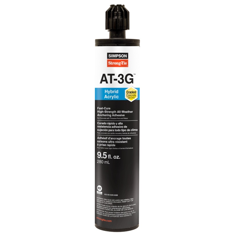 Simpson AT3G10 AT-3G 9.5-oz. High-Strength Acrylic Anchoring Adhesive Cartridge w/ Nozzle