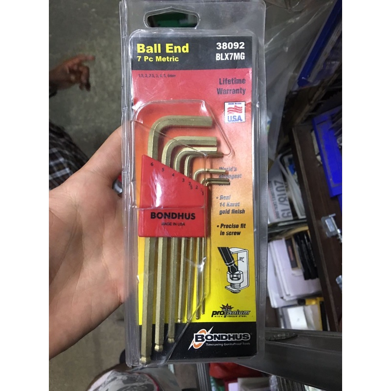 Bondhus 1.5mm to 6mm Ball End 7 pcs Gold Allen Key Ser | Model : 006-004-38092 (38092)