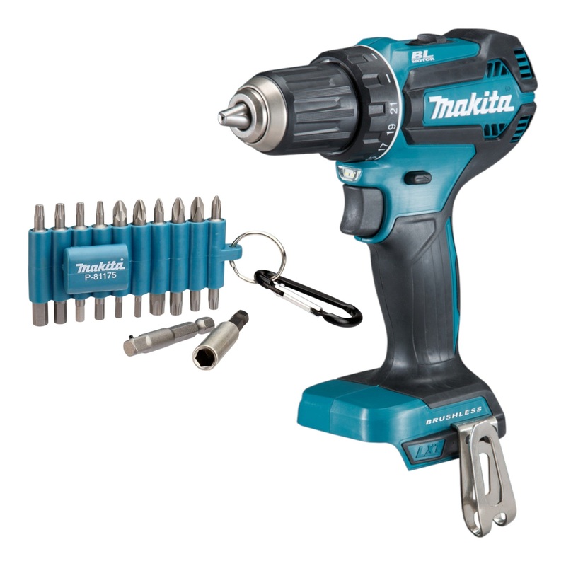 Makita DDF 485 Z Akku Bohrschrauber 18 V 50 Nm Brushless + 22 tlg. Bit Set - ohne Akku, ohne Ladegert