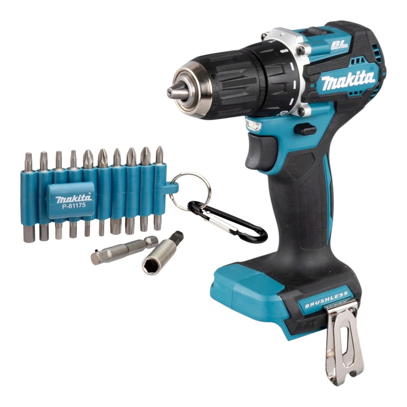 Makita DDF 487 Z Akku Bohrschrauber 18 V 40 Nm Brushless + 22 tlg. Bit Set - ohne Akku, ohne Ladegert
