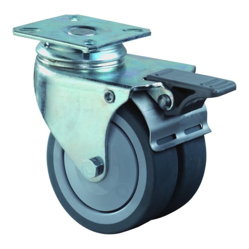 BS ROLLEN Rueda giratoria doble con bloqueo total 75 mm 80 kg (3000275277)