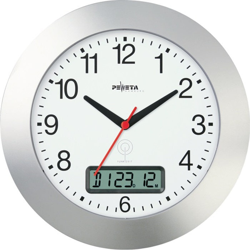 Reloj de pared (9106486630) radio reloj plastico plata mate nmeros