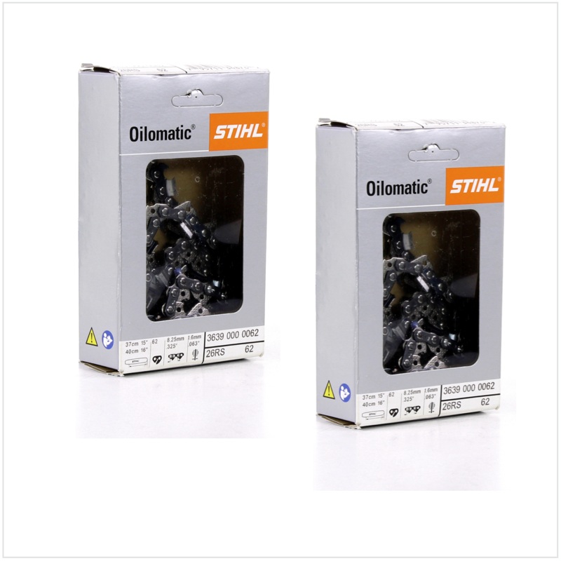 2x Cadena de sierra STIHL Oilomatic .325" Rapid Super con eslabn motriz de 1,6 mm de espesor - 37 cm (3639 000 0062)