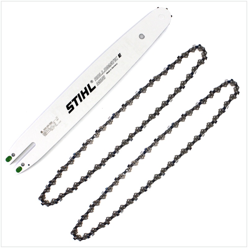 Carril gua STIHL Rollomatic E Mini 35cm 1,1mm 3/8" 7 dientes (3005 000 3909) + 2x Cadena de sierra STIHL Oilomatic Picco Micro Mini 3 (PMM3) semicincel 3/8"P 1,1mm 35 cm (3610 000 0050)