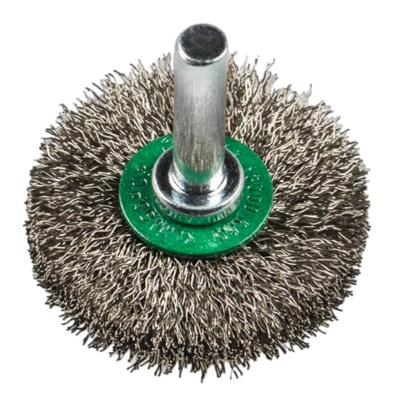 KLINGSPOR BRS 600 W Wire Brush Spindle Mounted Crimped Stainless Steel 50mm Dia. 6mm Shaft (358359) [79773]