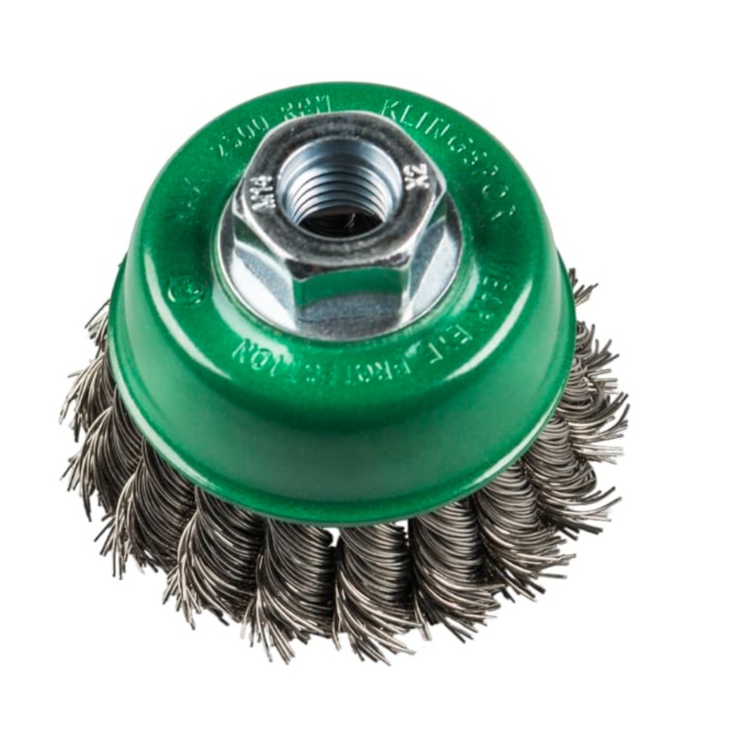 KLINGSPOR BT 600 Z Wire Brush 65mm Dia. x M14 Twist Knot Cup 050 Stainless Steel (358340) [30641]