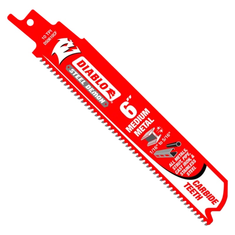 6" 10 TPI Steel Demon Carbide Teeth Reciprocating Saw Blades for Medium Metal (3-Pack)
