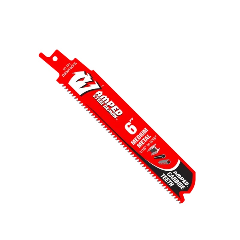 6" 10TPI AMPED Steel Demon Carbide Teeth Reciprocating Saw Blade for Medium Metal (3-Pack)