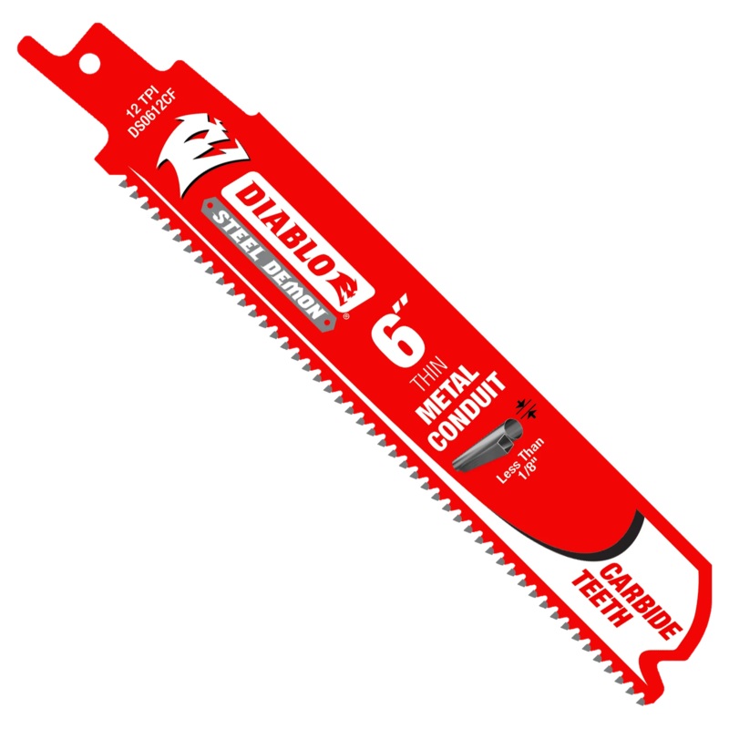 6" 12TPI Steel Demon Carbide Teeth Reciprocating Saw Blades for Thin Metal Conduit (3-Pack)