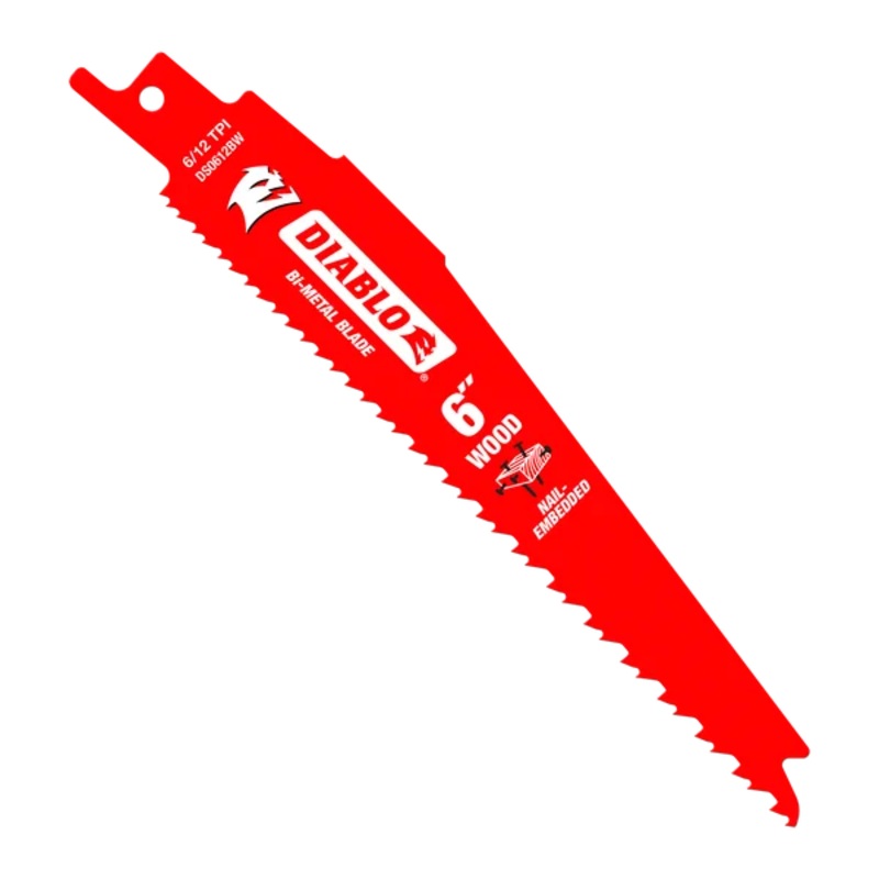 6" 6/12TPI Bi-Metal Reciprocating Saw Blades for Nail-Embedded Wood (25-Pack)