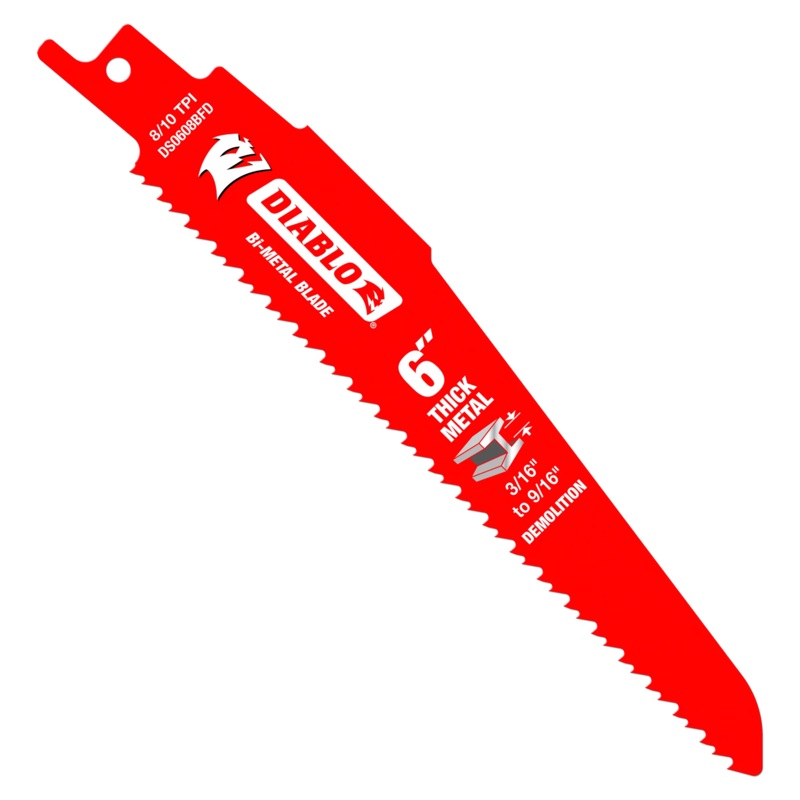 6" 8/10TPI Bi-Metal Reciprocating Saw Blades for Thick Metal (25-Pack)