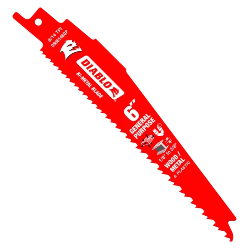 6" Bi-Metal Reciprocating Saw Blade for Nail-Embedded Wood, Metal, and Plastic (25-Pack)
