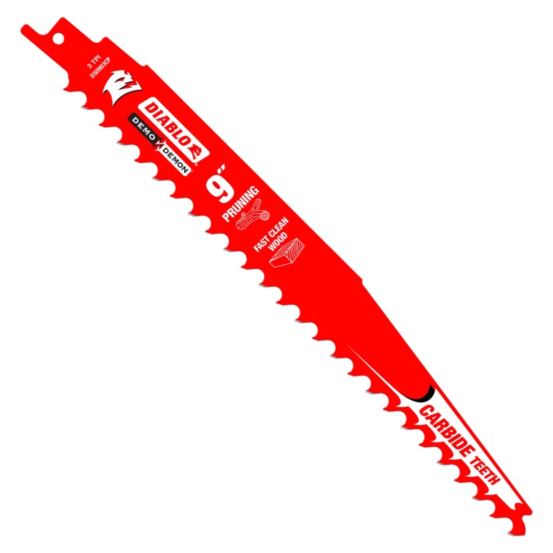 9" 3TPI Demo Demon Carbide Tipped Reciprocating Saw Blades for Pruning and Clean Wood (10-Pack)
