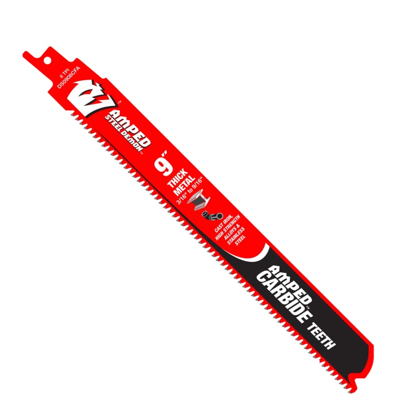 9" 8TPI AMPED Steel Demon Carbide Teeth Reciprocating Saw Blades for Thick Metal (3-Pack)