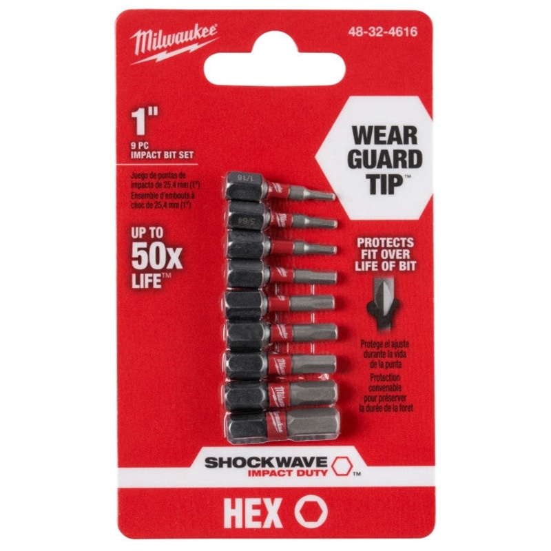 SHOCKWAVE 9-Piece Impact Hex Insert Bit Set
