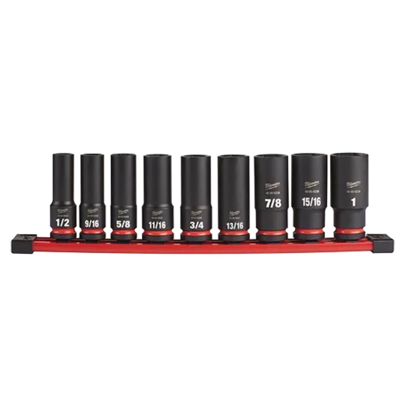 9PC SHOCKWAVE Impact Duty 1/2" Drive SAE Deep 6 Point Socket Set