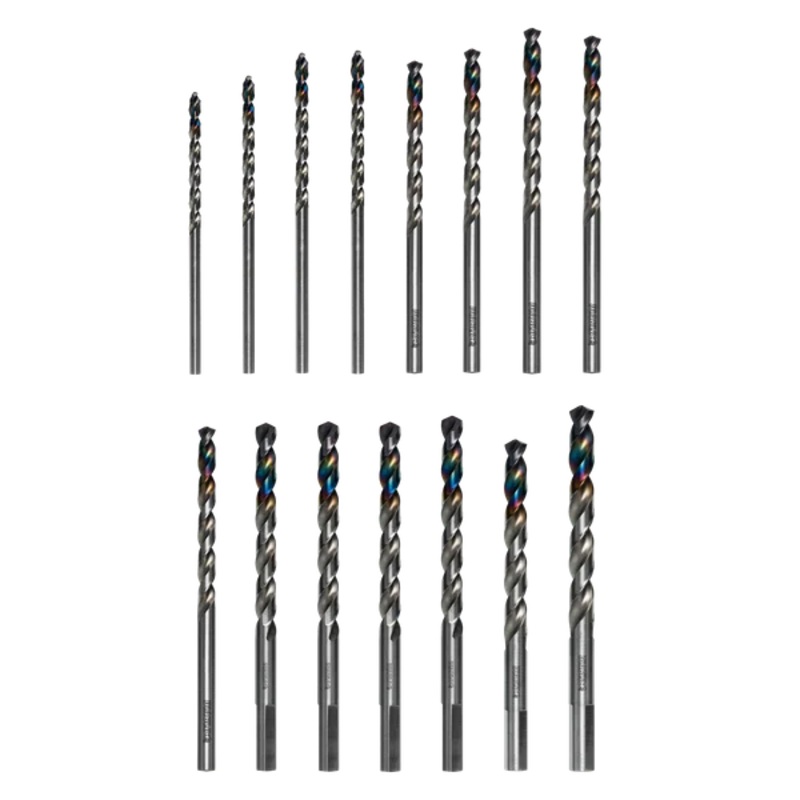 15 pc Metal Demon Drill Bits Set for Mild, Hardened and Stainless Steels