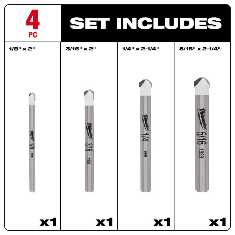 4pc. Tile and Natural Stone Bit Set